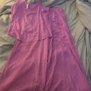 Zenana Outfitters Mauve Elastic Waist Tank & Pant Set